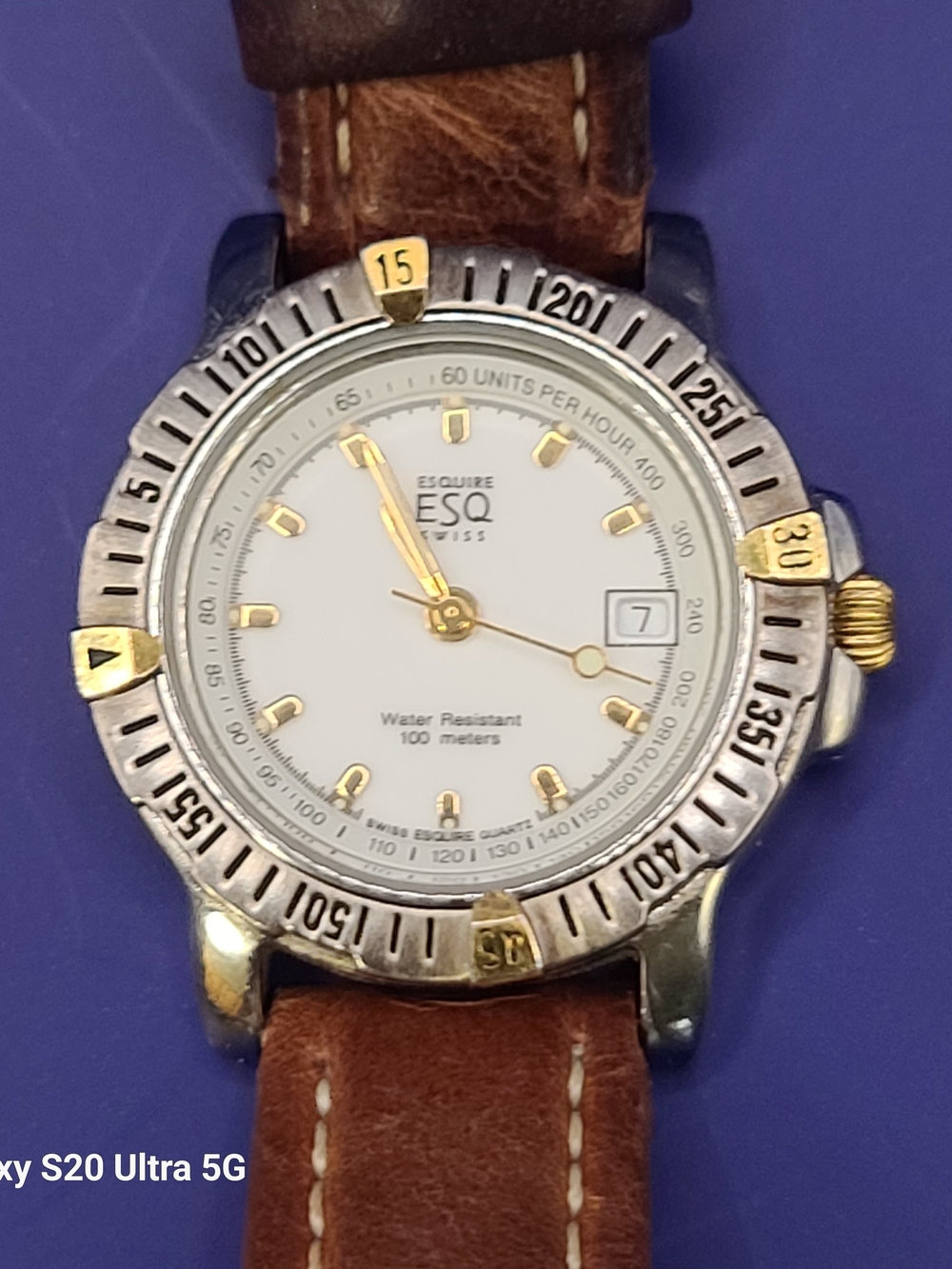 ESQ Swiss Women's Two-Tone White Dial Leather Strap Watch